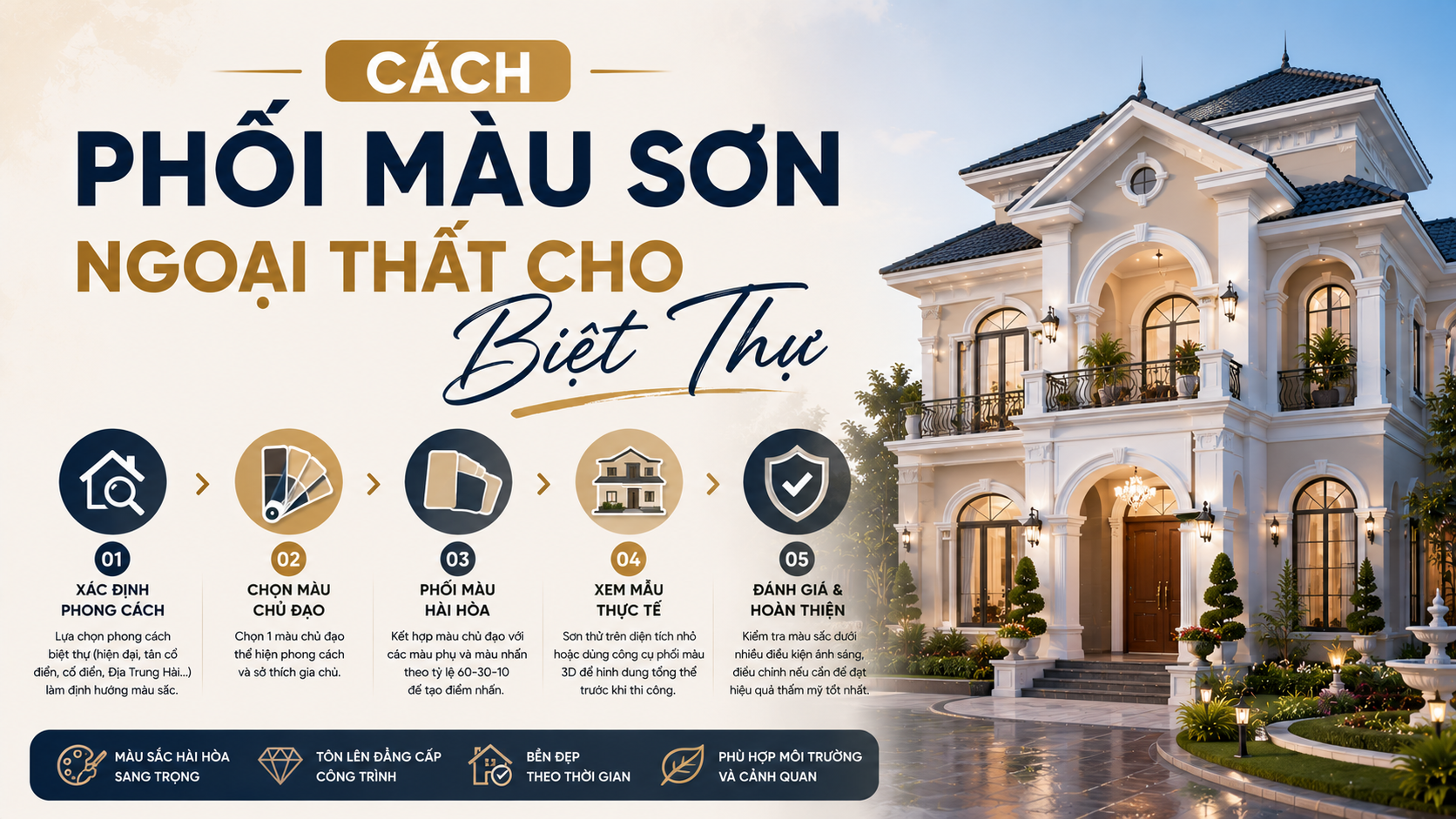Cach Phoi Mau Ngoai That Cho Biet Thu