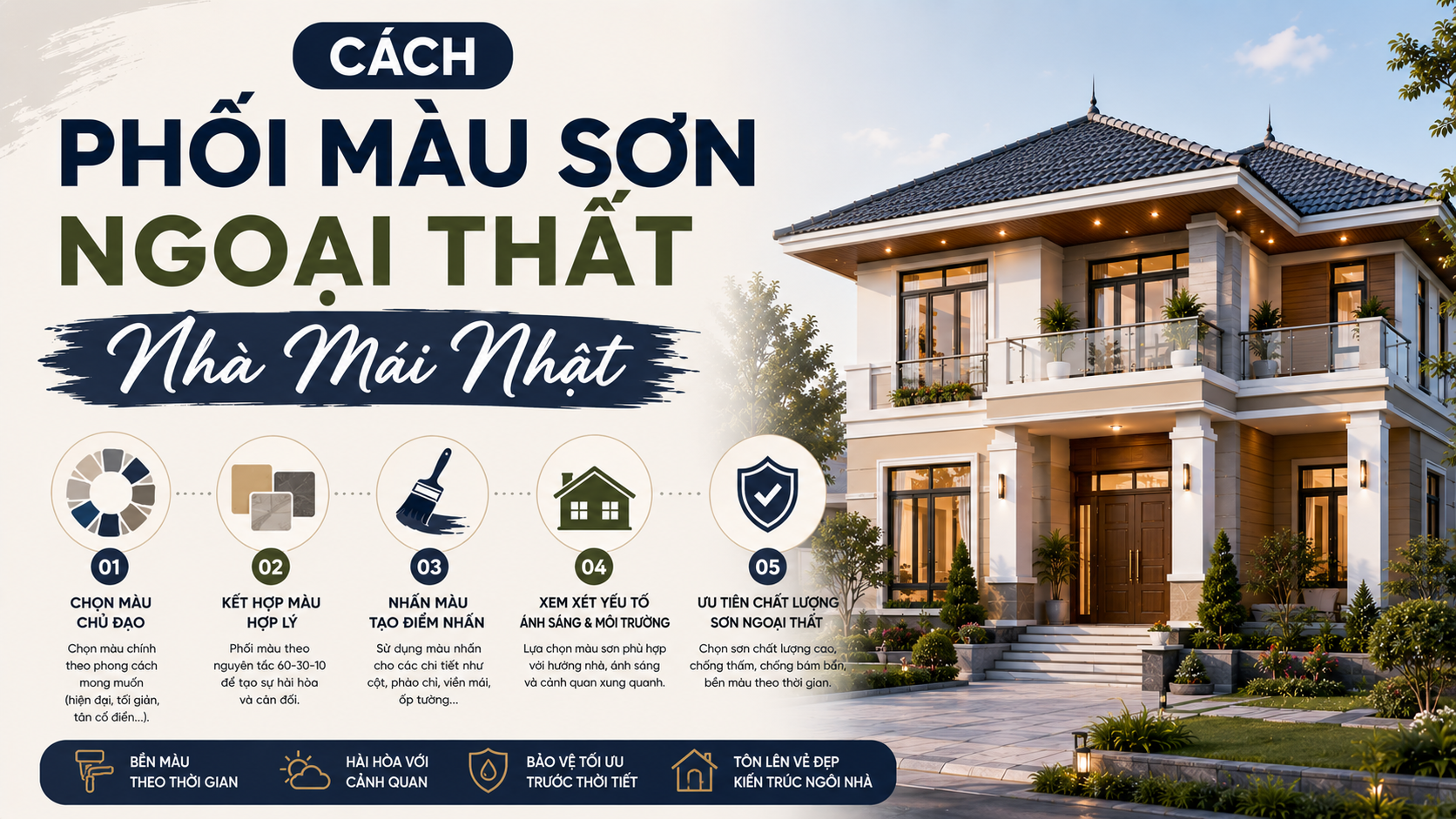 Cach Phoi Mau Ngoai That Cho Nha Mai Nhat