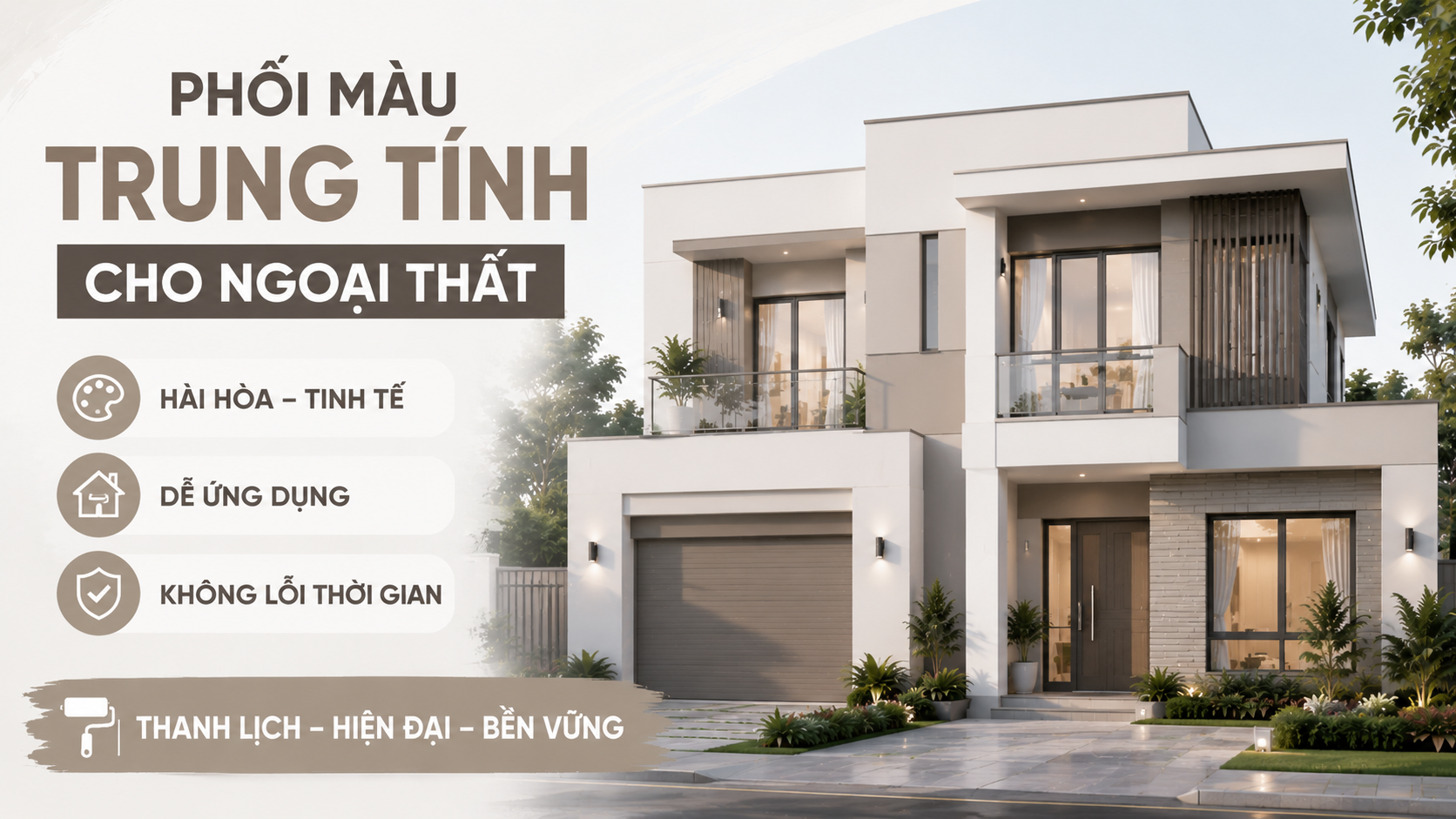 Phoi Mau Ngoai That Theo Phong Cach Trung Tinh