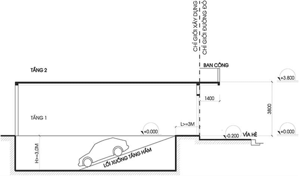 nhà ống có tầng hầm đẹp hình 1