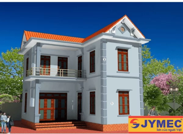 Nhà 2 tầng màu xanh dương