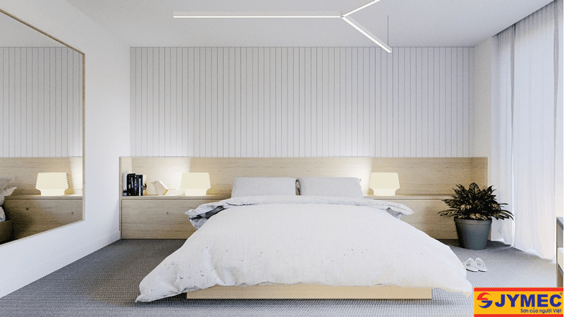 Phòng ngủ màu trắng tinh tế cho gia chủ mệnh thổ