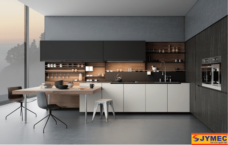 Phòng bếp sơn epoxy màu xám hình 3