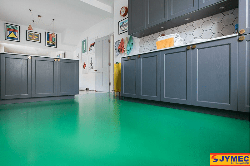 Bếp sơn epoxy màu xanh hình 3