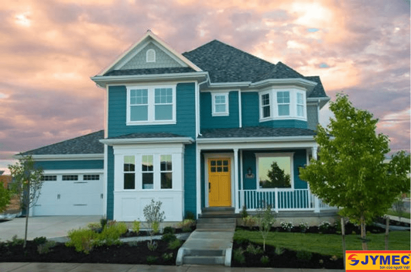 sơn ngoại thất màu xanh mòng két