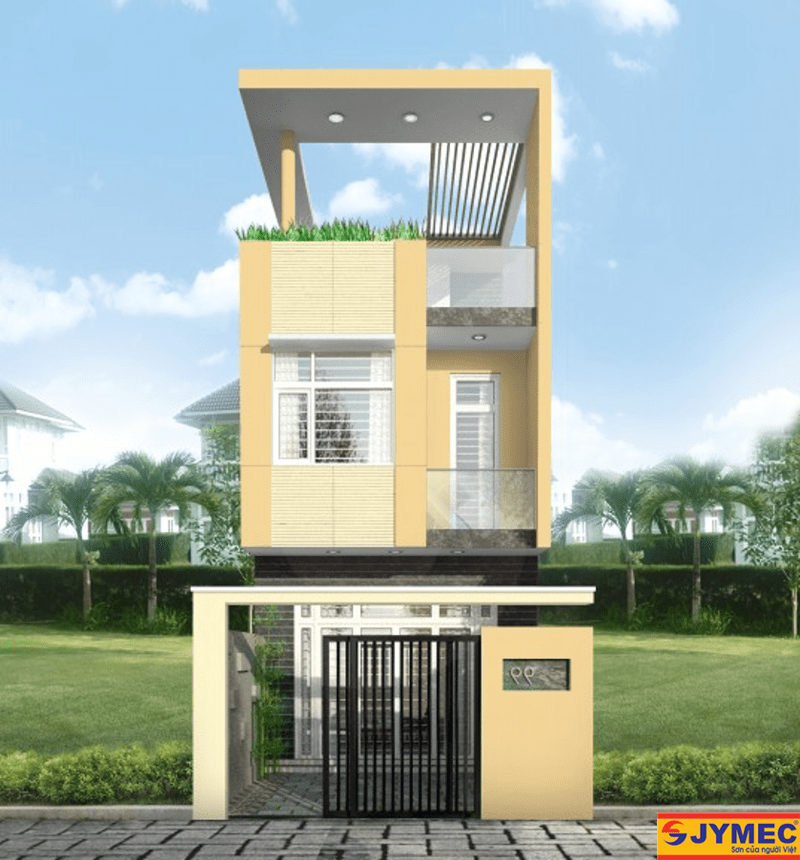 sơn ngoại thất màu vàng kết hợp màu be