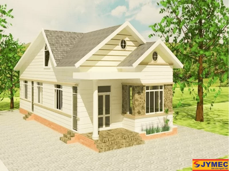 Sơn nhà cấp 4 ở nông thôn màu kem