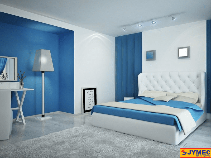 phòng ngủ màu xanh dương
