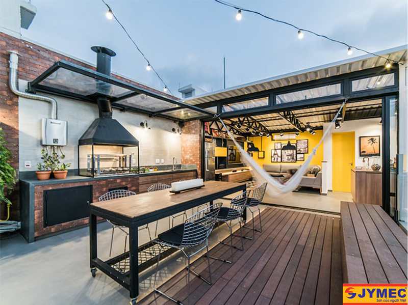 thiết kế bếp trên sân thượng