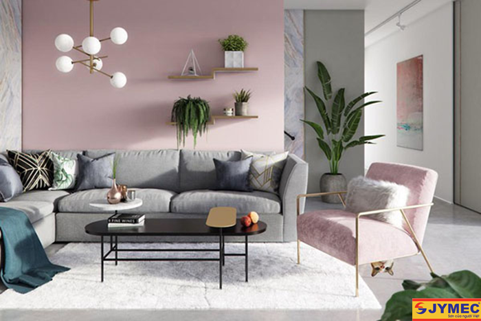 trang trí nội thất phòng khách màu xám hình 4