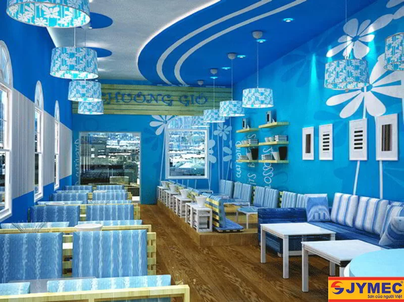 Quán ăn màu xanh dương