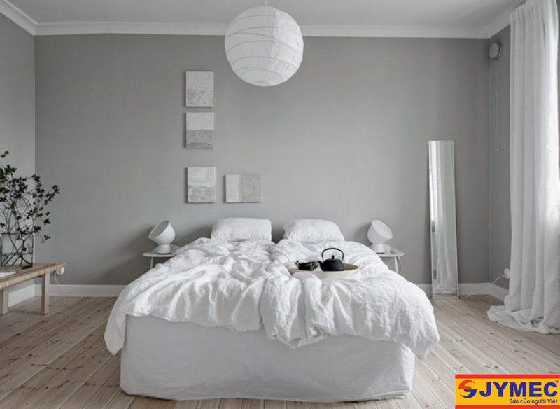 Phòng ngủ màu trắng xám