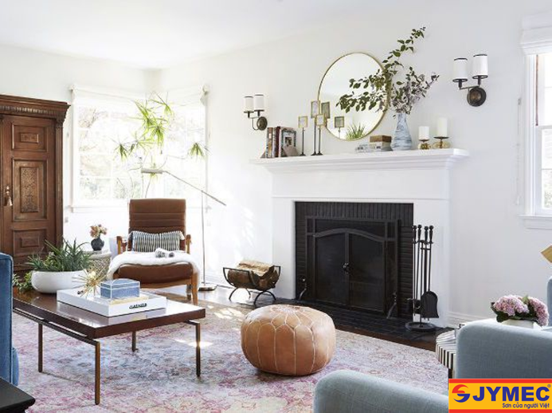 phòng khách màu trắng sứ hình 3