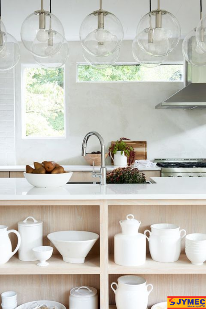 phòng bếp tone trắng sứ hình 2