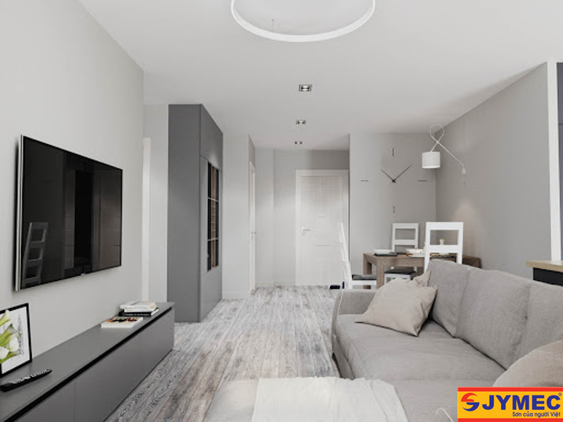 Phòng khách màu trắng xám