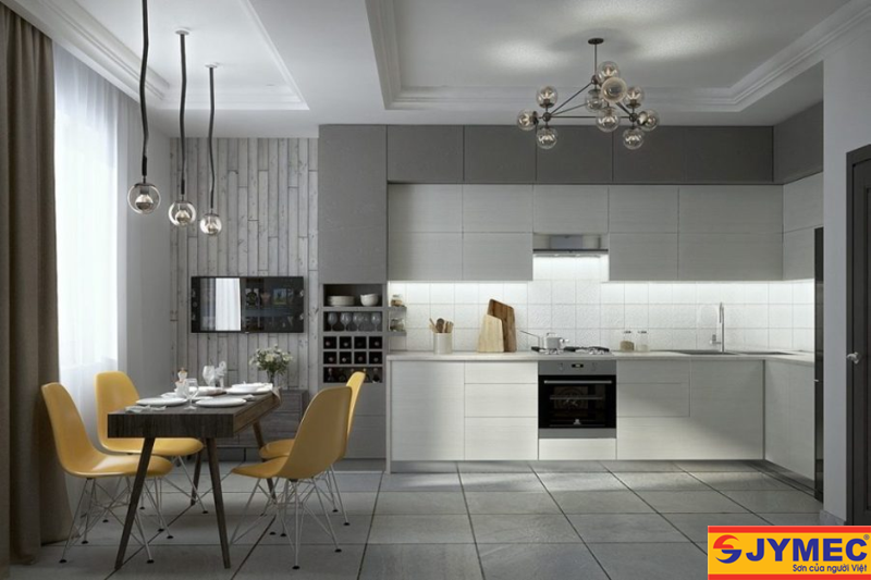 Phòng bếp màu trắng xám
