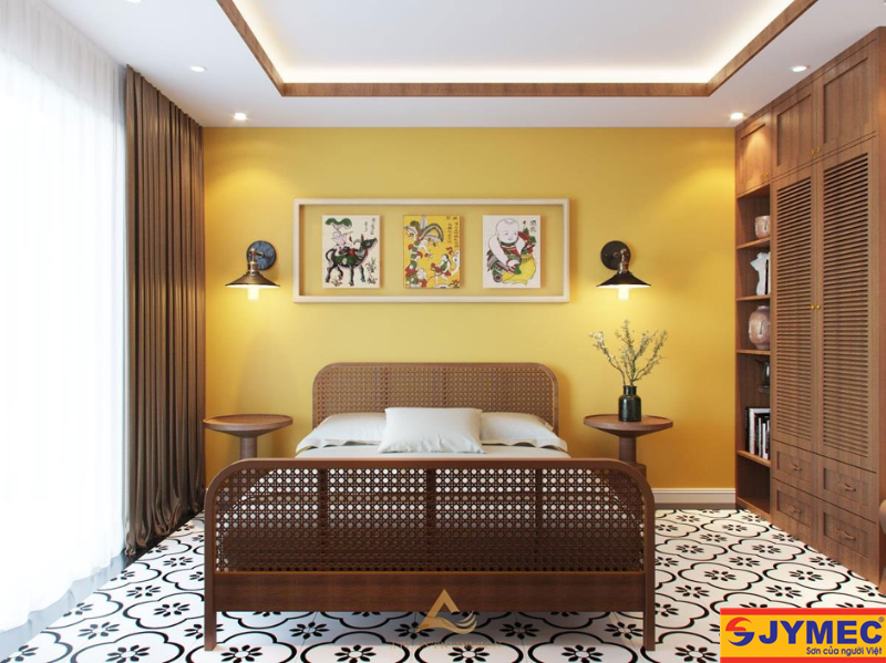 Phòng ngủ màu vàng đất mẫu 3