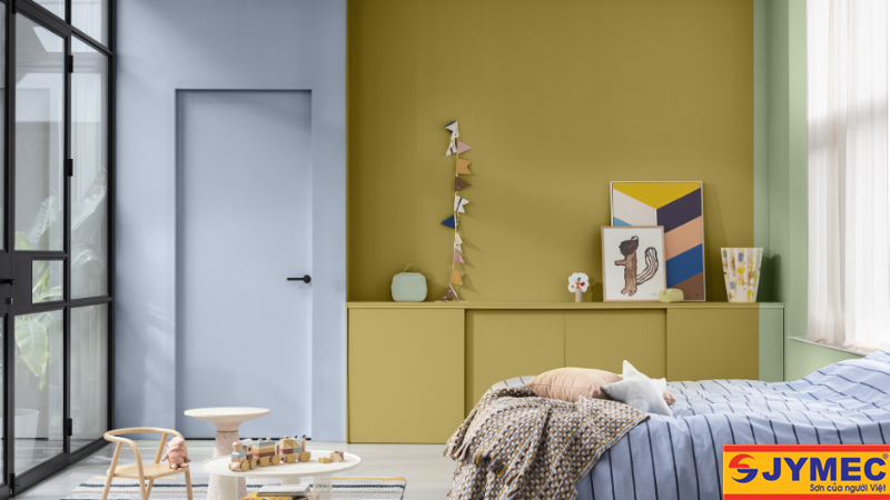 Phòng ngủ màu vàng đất mẫu 4
