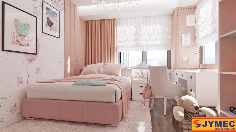 phòng ngủ đẹp gam hồng mẫu 5