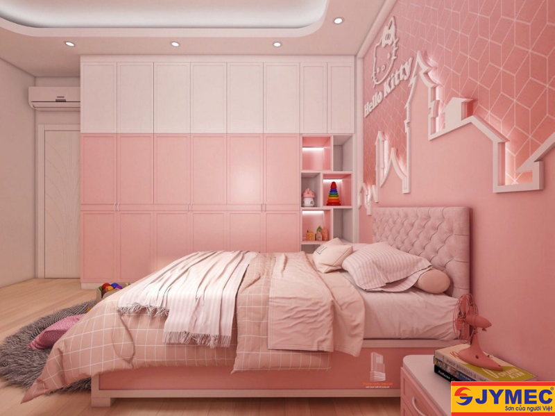 phòng ngủ đẹp gam hồng mẫu 6