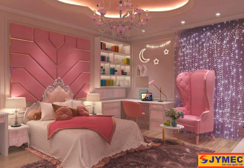 phòng ngủ đẹp gam hồng mẫu 10