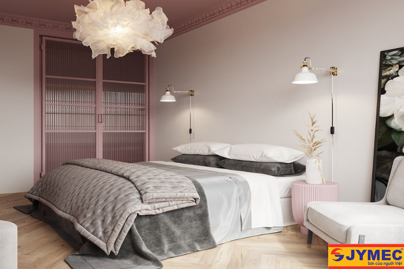Phòng ngủ hiện đại tone hồng