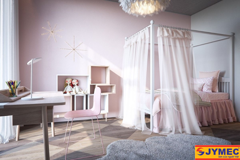 phòng ngủ đẹp gam hồng mẫu 14