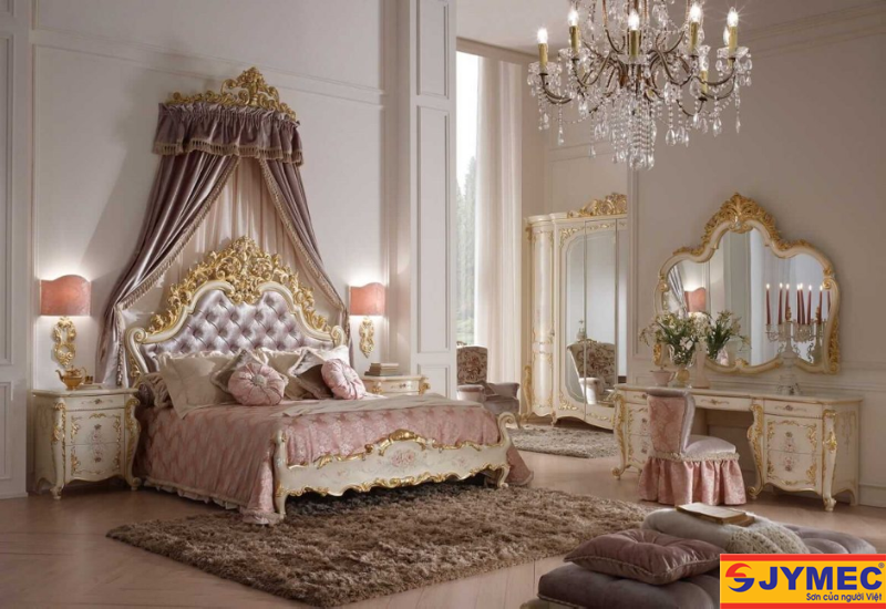 phòng ngủ màu hồng bằng tone pastel