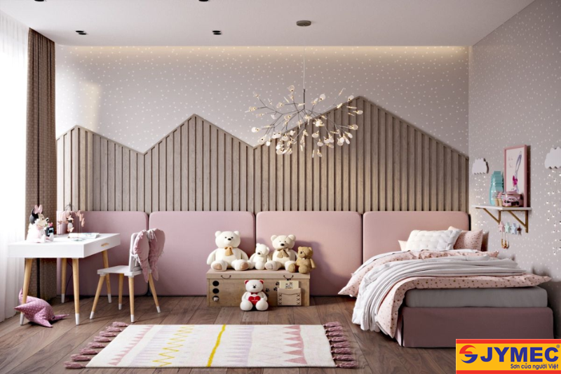 Phòng ngủ hồng với phong cách cổ điển