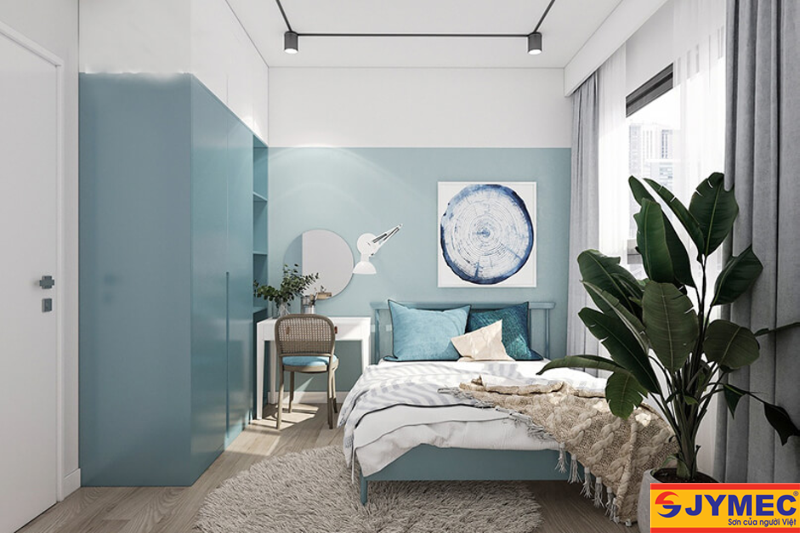 Sơn phòng ngủ màu xánh Pastel