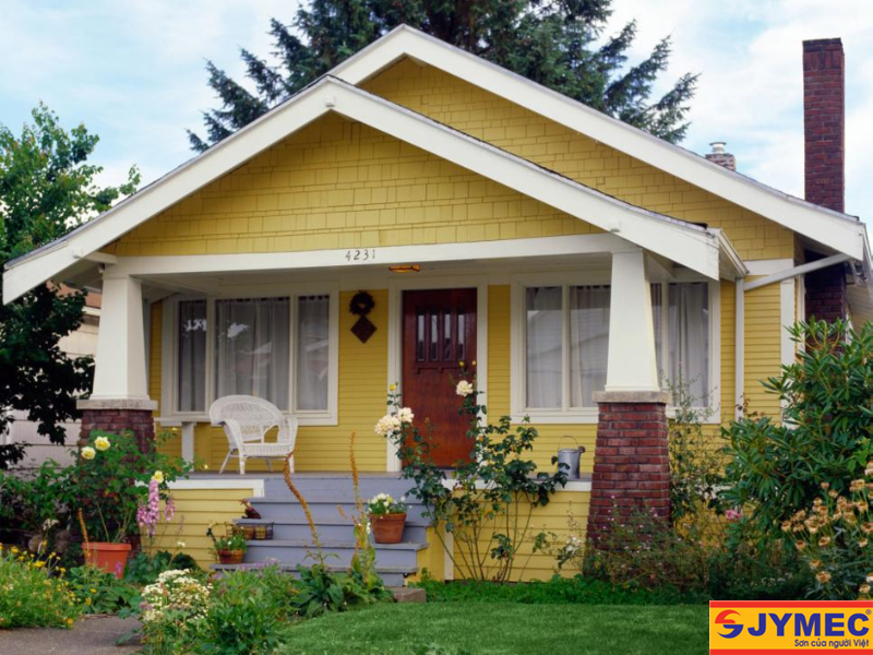 Sơn ngoại thất nhà màu vàng