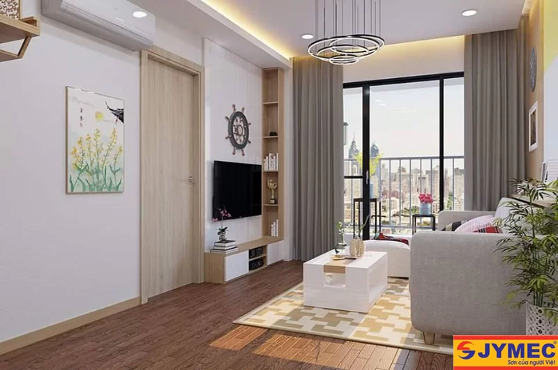 Sơn phòng khách màu trắng sứ- tạo không gian hiện đại