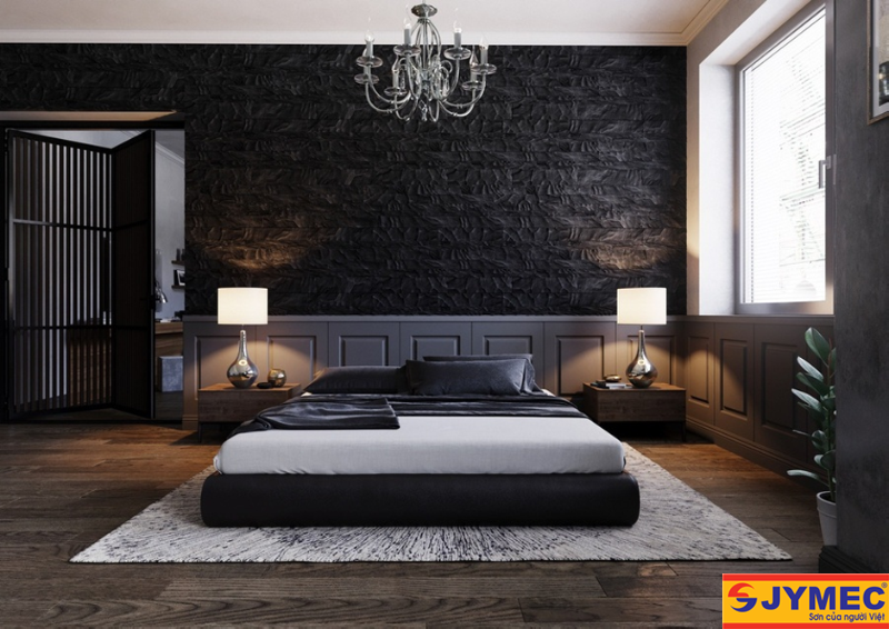 Màu đen cùng màu trắng rất hợp với phòng ngủ