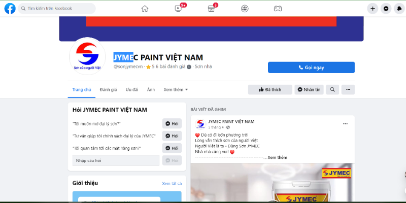 Tạo fanpage cho cửa hàng sơn