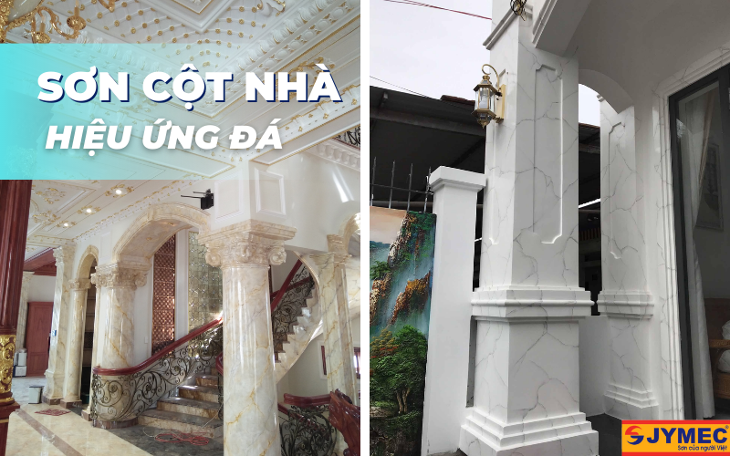 Cột nhà hiệu ứng đá Sơn cột nhà hiệu ứng đá