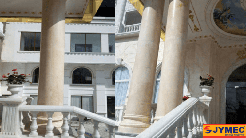 Cột trụ tròn đầu cầu thang cho biệt thự