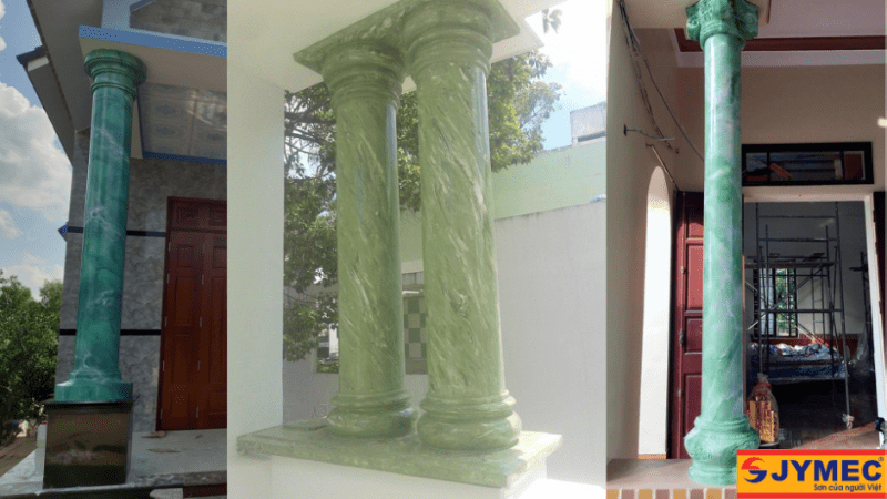 Cột giả đá màu xanh ngọc dịu mát 