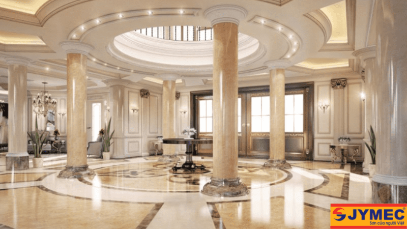 Màu cột vàng kem cho không gian cổ điển, sang trọng