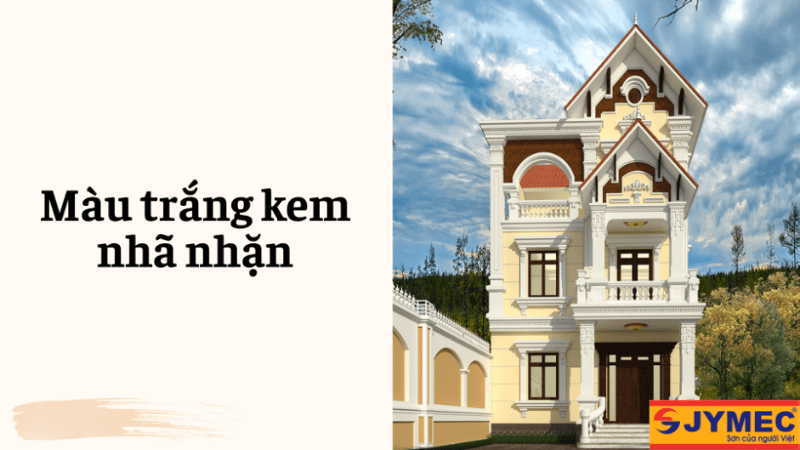 Nhà ống sơn màu trắng kem nhã nhặn