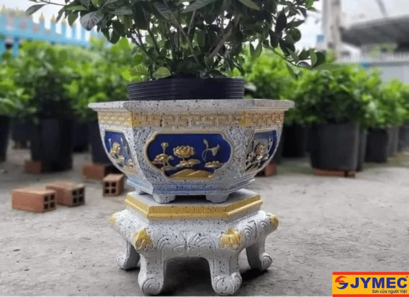 Sơn giả đá chậu cảnh lục giác