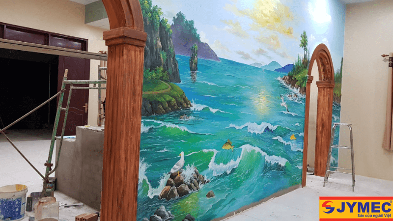 Sử dụng sơn trang trí tranh vẽ 3D cho tường nhà