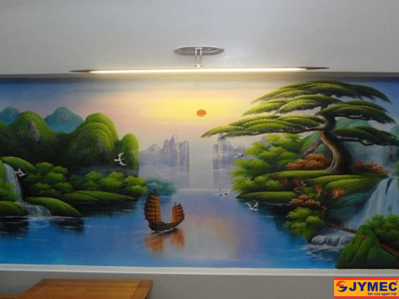 Sử dụng đèn hỗ trợ chiếu sáng tranh tường Sử dụng đèn hỗ trợ chiếu sáng tranh tường