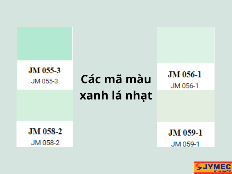 Mã màu sơn nội thất JYMEC xanh lá nhạt Mã màu sơn nội thất JYMEC xanh lá nhạt