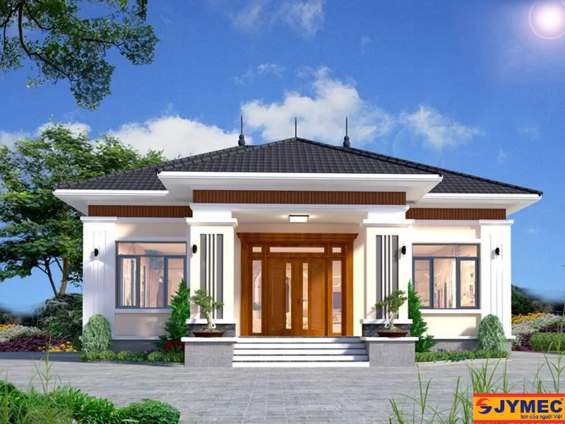 Nhà mái nhật cấp 4 sơn màu sáng