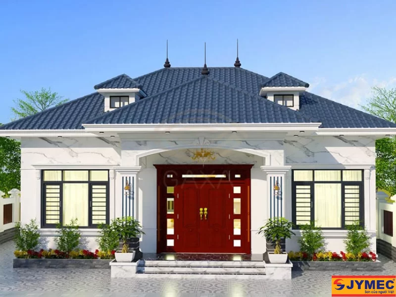 Họa tiết sơn giả đá cho nhà mái Nhật