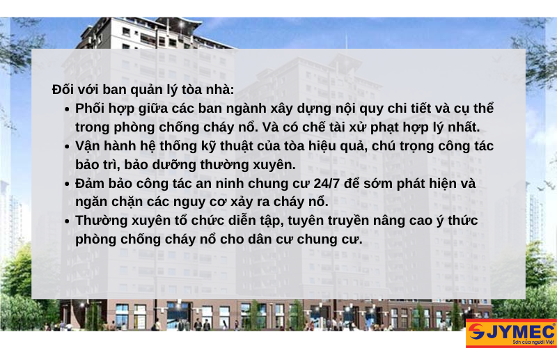 Ban quản lý tòa nhà cần làm gì để phòng chống cháy