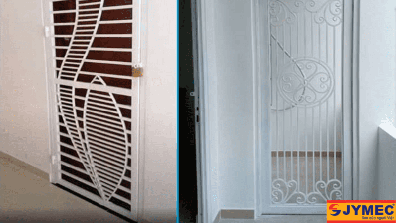 Căn hộ chung cư sơn cửa sắt màu trắng