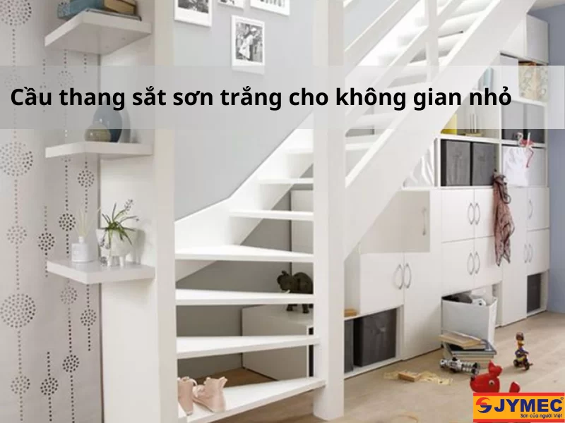 Sơn màu trắng cầu thang sắt kích thước nhỏ