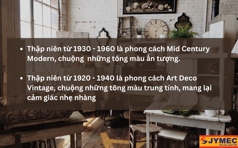 Màu sắc trang trí theo phong cách Vintage Màu sắc trang trí trong Vintage