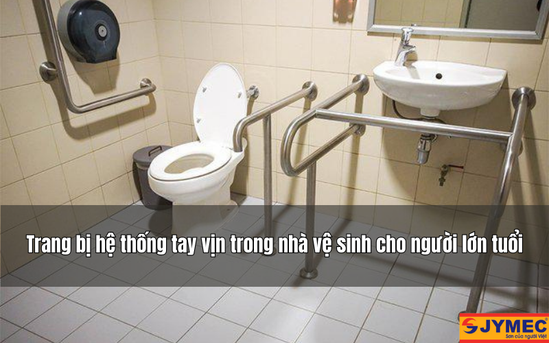 Trang bị hệ thống tay vịn trong nhà vệ nh của người lớn tuổi